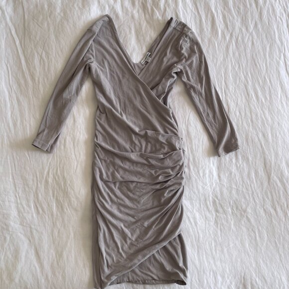 James Perse Fog Ruched Waist Cotton Dress - Picture 2 of 5